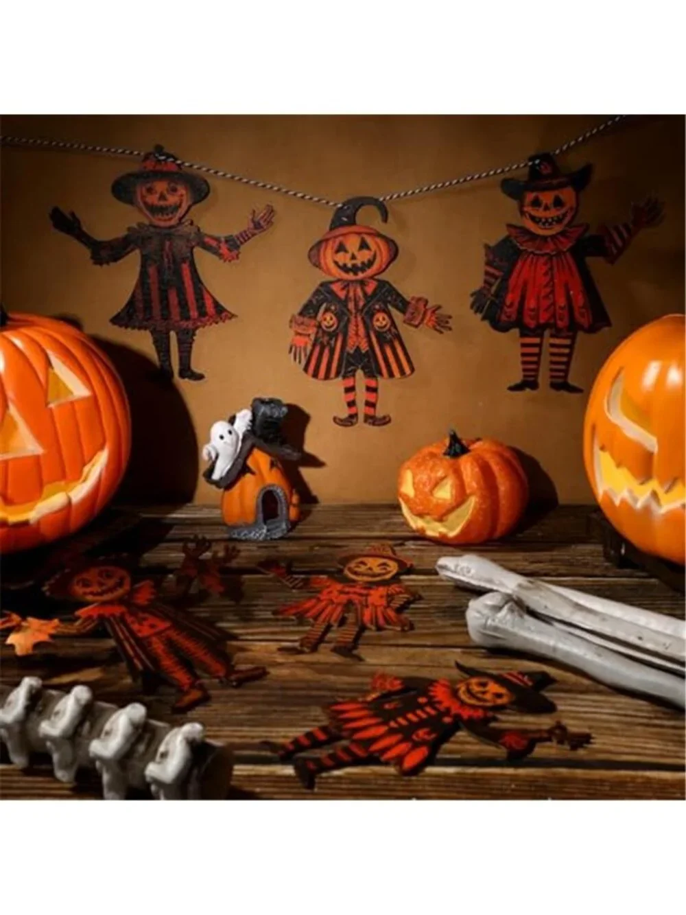 6.56 ft Halloween Decorations Halloween Vintage Garland 7.87 Inch Tall Wooden